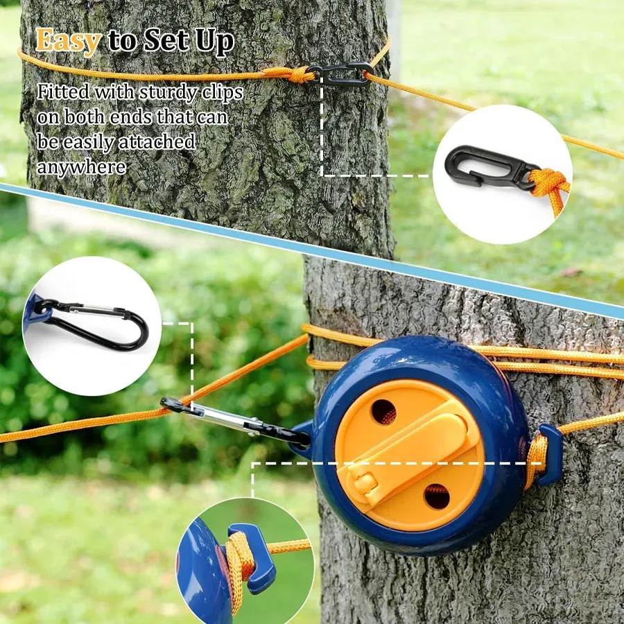 Corde à linge installée en extérieur
