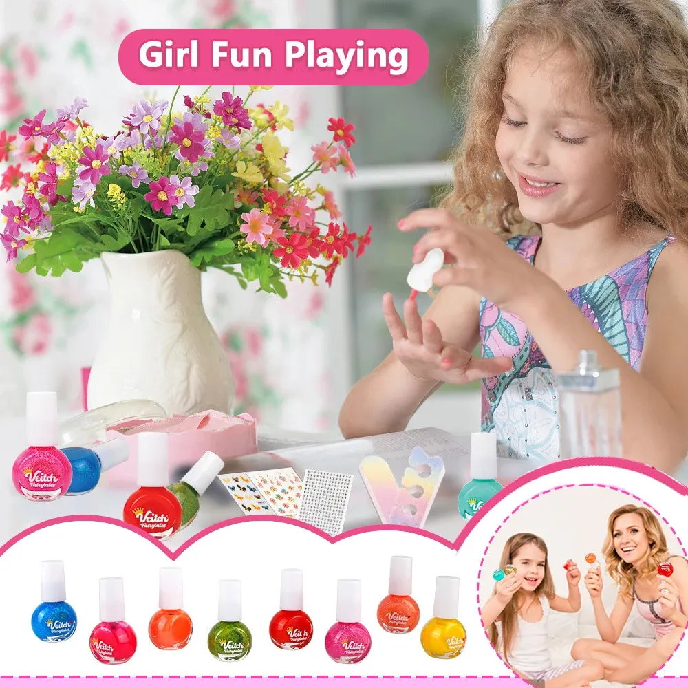 Ensemble de vernis à ongles non toxiques pour enfants à base d'eau, séchage rapide et pelable, kit de nail art DIY 2