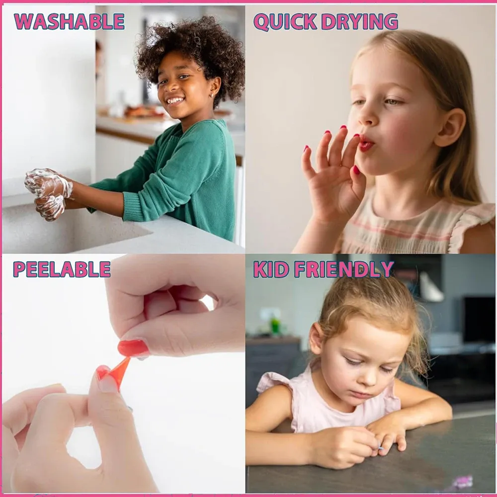 Enfant réalisant un nail art avec le kit