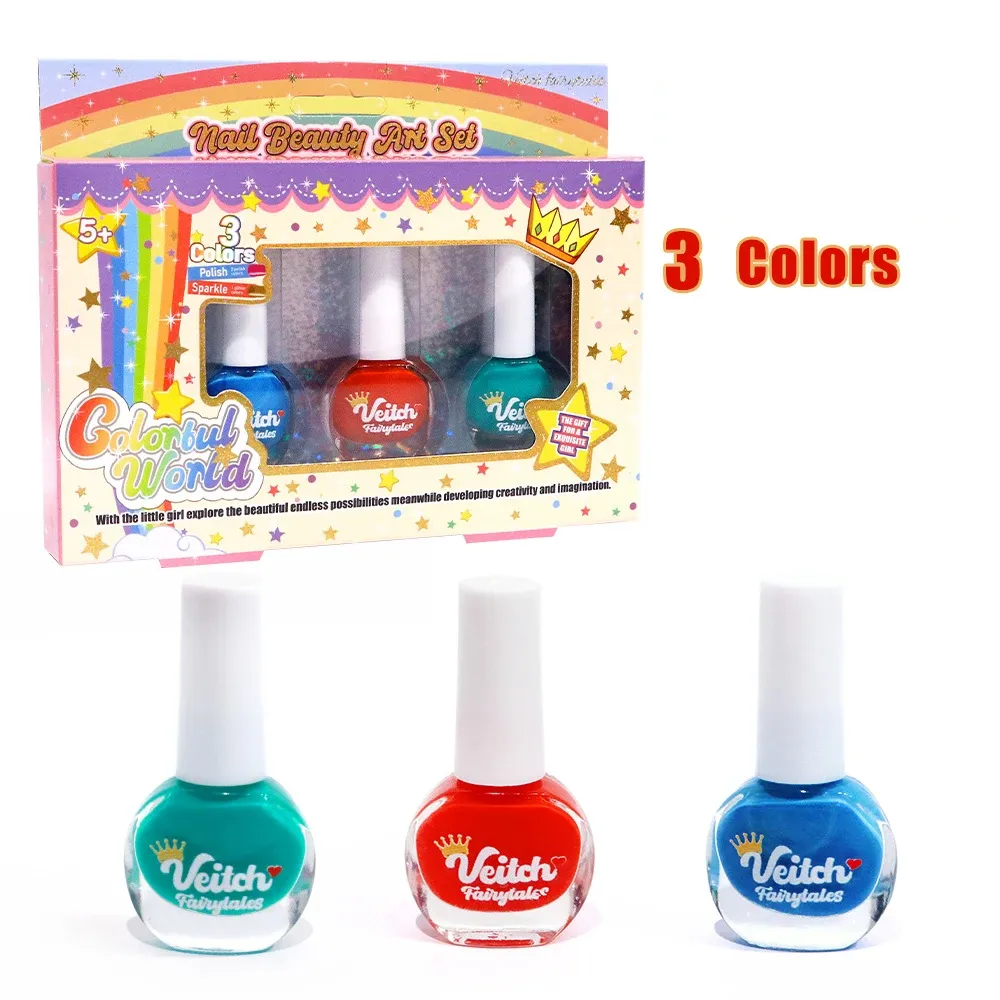 Ensemble de vernis à ongles non toxiques pour enfants à base d'eau, séchage rapide et pelable, kit de nail art DIY 9