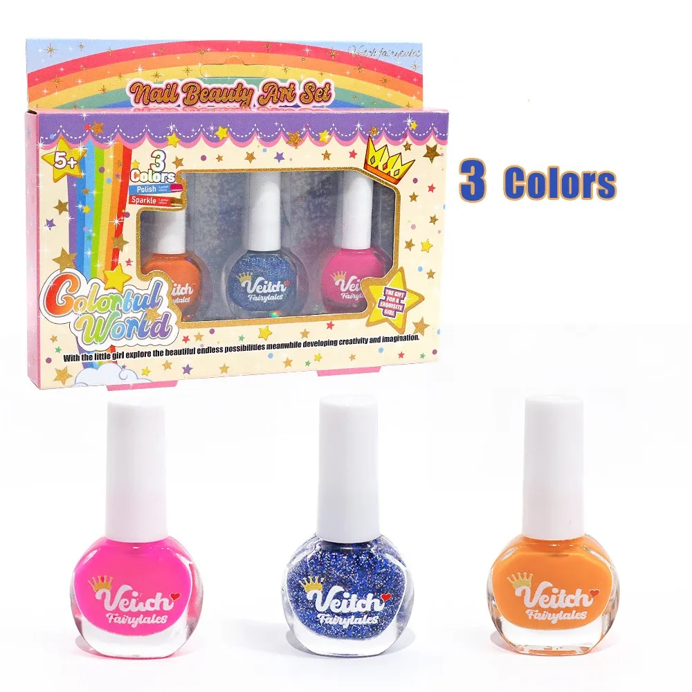 Ensemble de vernis à ongles non toxiques pour enfants à base d'eau, séchage rapide et pelable, kit de nail art DIY 8