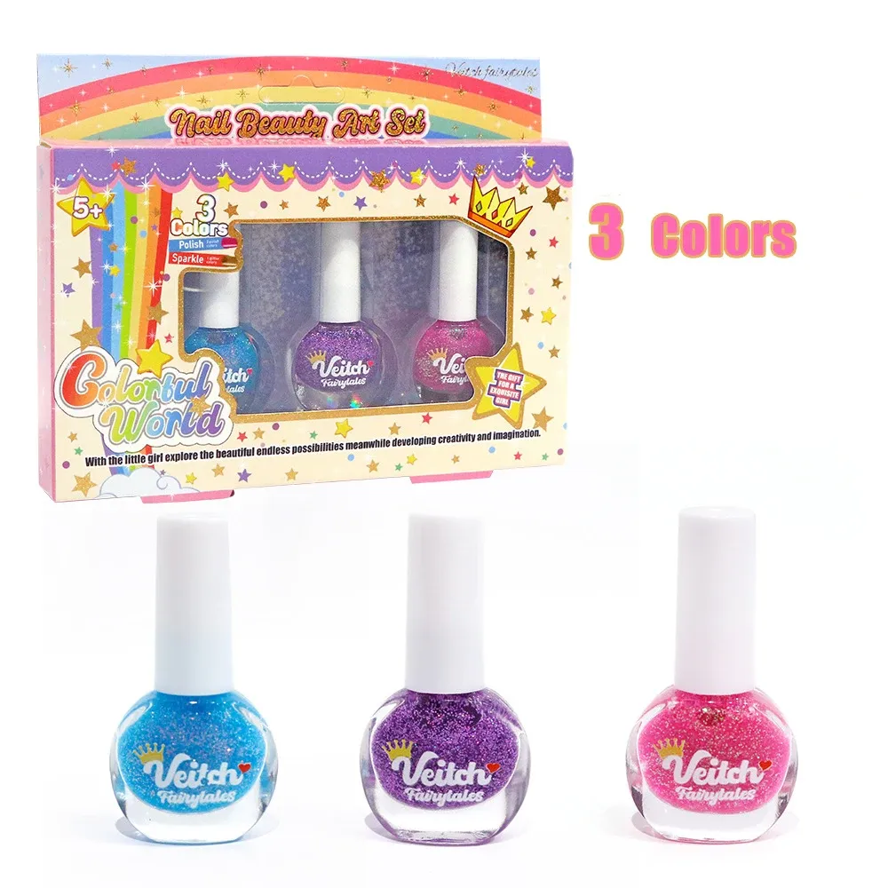 Ensemble de vernis à ongles non toxiques pour enfants à base d'eau, séchage rapide et pelable, kit de nail art DIY 7