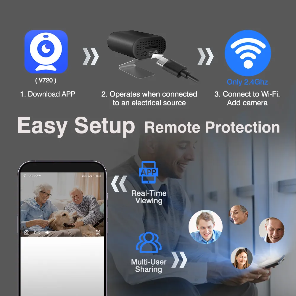 Mini caméra WiFi, finitions soignées
