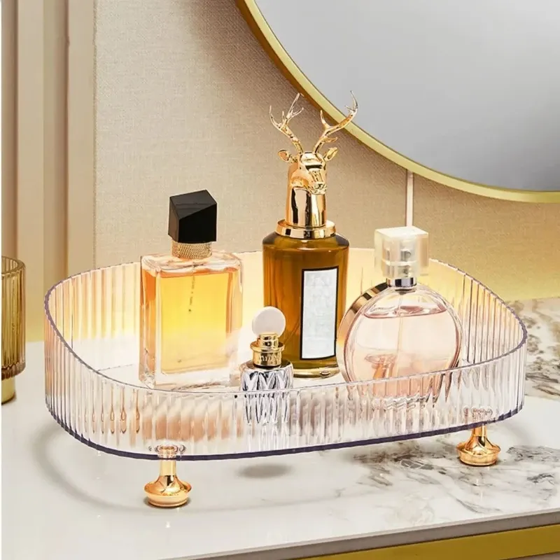 Organisateur de bureau multi-compartiments en acrylique, boîte de rangement pour cosmétiques et bijoux, idéal pour table de chevet ou coiffeuse