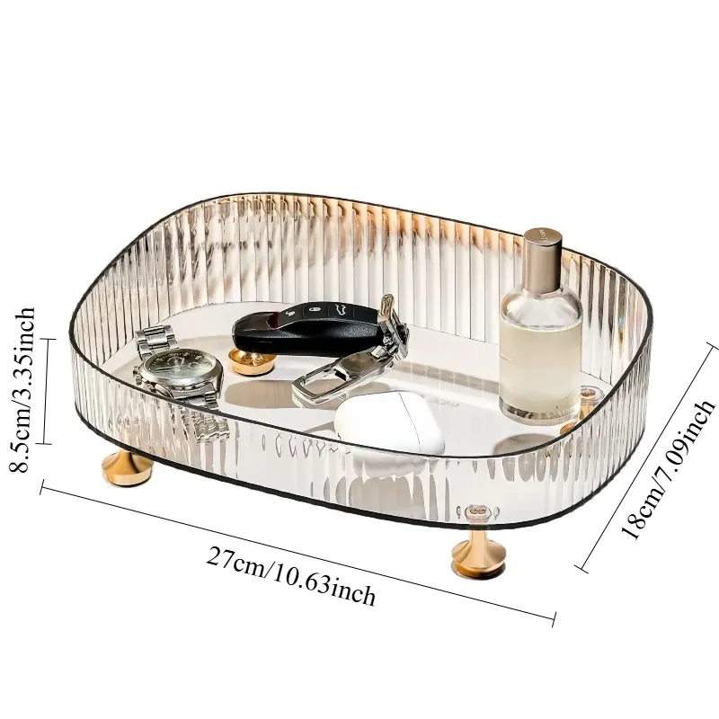 Organisateur de bureau multi-compartiments en acrylique, boîte de rangement pour cosmétiques et bijoux, idéal pour table de chevet ou coiffeuse 4