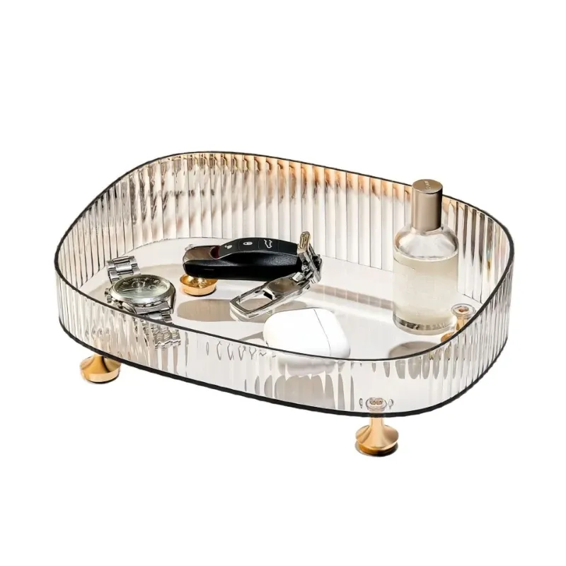 Organisateur de bureau multi-compartiments en acrylique, boîte de rangement pour cosmétiques et bijoux, idéal pour table de chevet ou coiffeuse 8