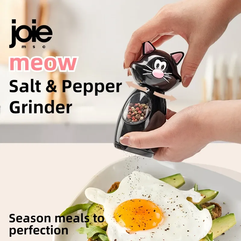 Ensemble de moulins à épices Shaker Joie avec noyau en céramique Meow, moulins à sel et à poivre manuels, mouture réglable, ustensile de cuisine 2