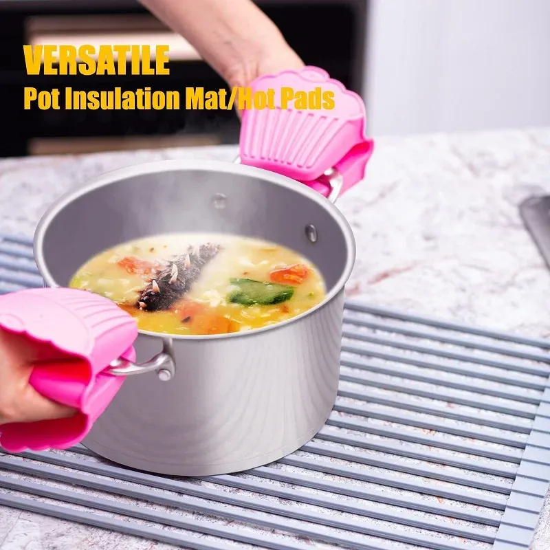Égouttoir à vaisselle en acier inoxydable, pliable et enroulable, pour le séchage et le rangement des ustensiles de cuisine 5