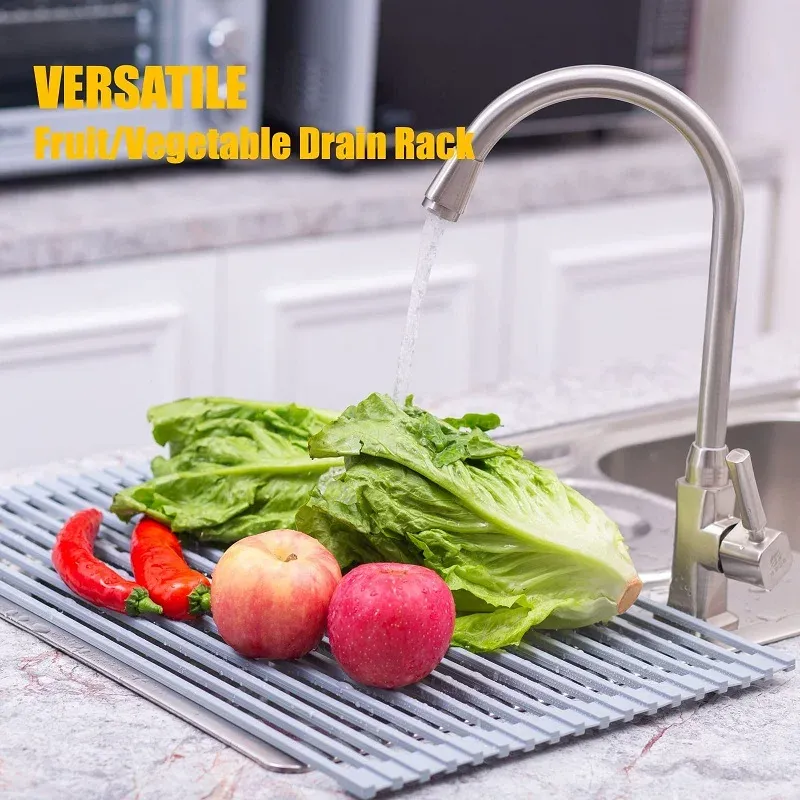 Égouttoir à vaisselle en acier inoxydable replié pour un rangement compact
