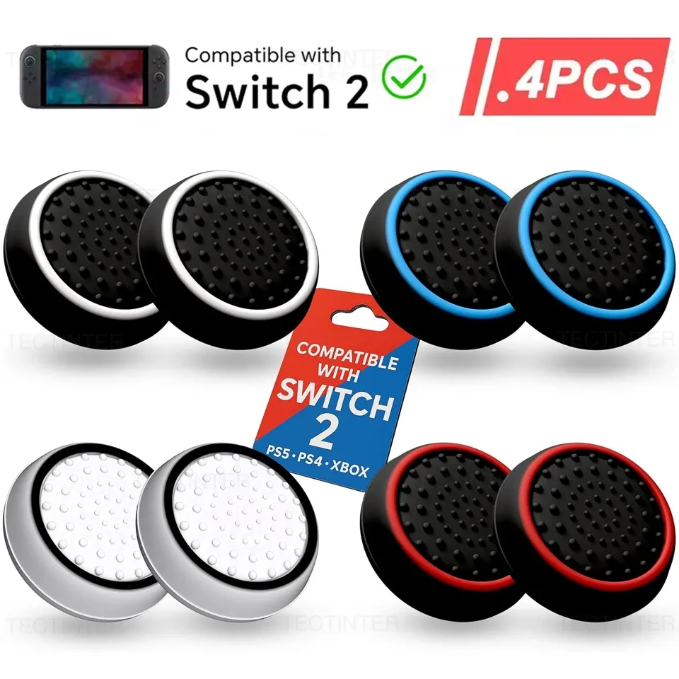 Capuchons de joystick en silicone, lot de 4, compatibles Nintendo Switch 2, PS5, PS4, PS3, manette Steam Deck et Xbox, accessoires pour manette de jeu - Image 1