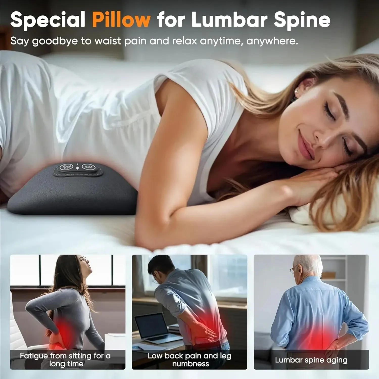 Masseur de dos 3 en 1 avec coussin de relaxation Shiatsu, pétrissage profond, portable, pour épaules et bas du dos 5
