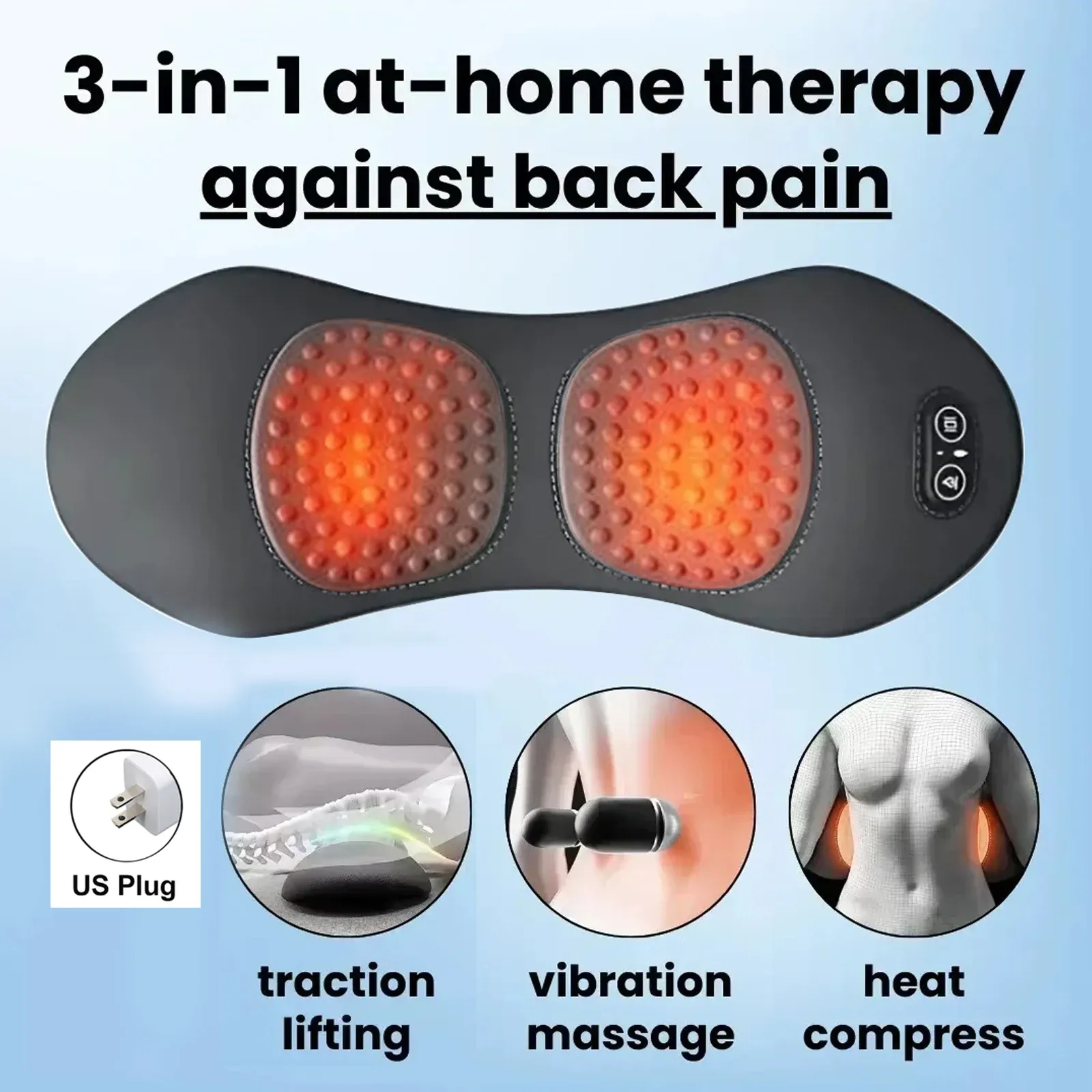 Masseur de dos 3 en 1 avec coussin de relaxation Shiatsu, pétrissage profond, portable, pour épaules et bas du dos 7
