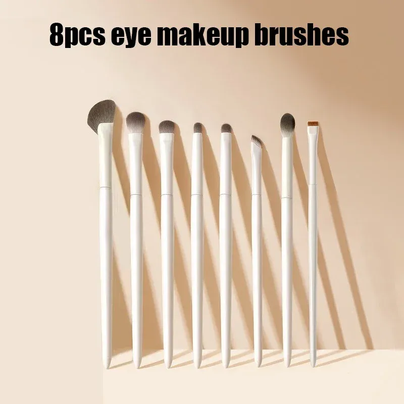 5/6/8/10 pièces Ensemble de pinceaux de maquillage pour les yeux naturels, pinceaux de précision pour fard à paupières, blanc ultra doux, outil de maquillage pour eyeliner 8