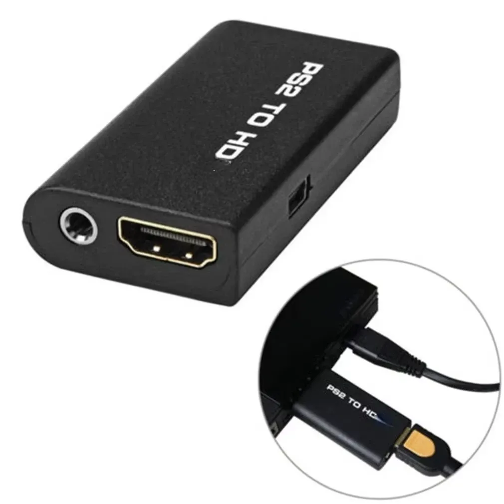 Adaptateur convertisseur audio et vidéo PS2 vers HDMI avec câble audio 3,5 mm, compatible avec les modes d'affichage PS2 480i, 480p et 576i 6