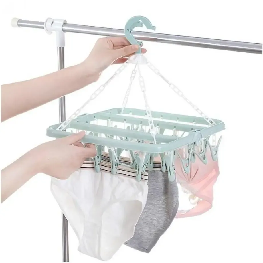 Pince à linge pliante x32, accroche-tout pour sèche-linge, idéale pour chaussettes, sous-vêtements et vêtements de bébé 3