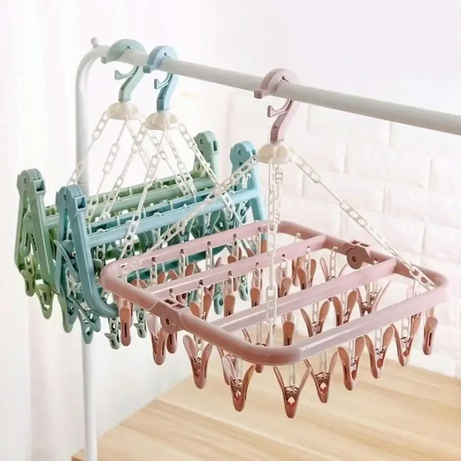 Pince à linge pliante x32, accroche-tout pour sèche-linge, idéale pour chaussettes, sous-vêtements et vêtements de bébé 1