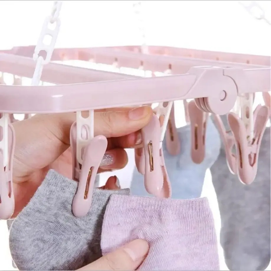 Pince à linge pliante x32, accroche-tout pour sèche-linge, idéale pour chaussettes, sous-vêtements et vêtements de bébé 2