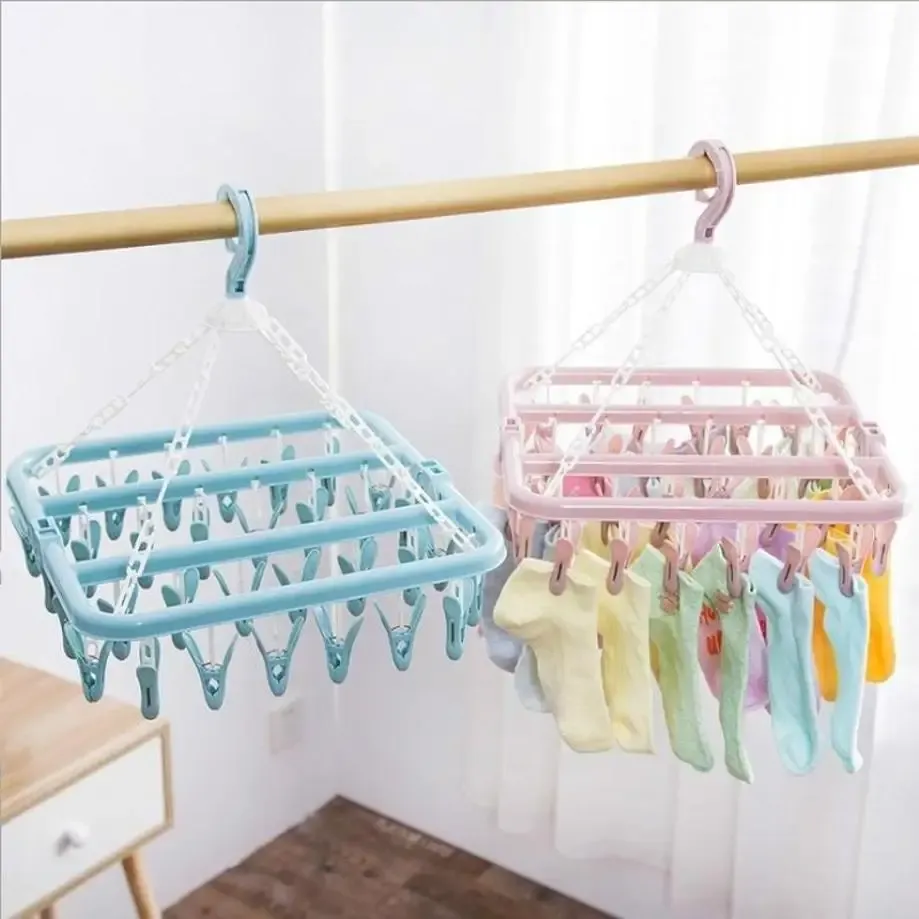 Pince à linge pliante x32, accroche-tout pour sèche-linge, idéale pour chaussettes, sous-vêtements et vêtements de bébé 6