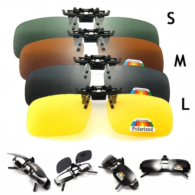 Lunettes de soleil polarisées à verres gris avec clip rabattable, protection UV 380, pour la conduite et la pêche