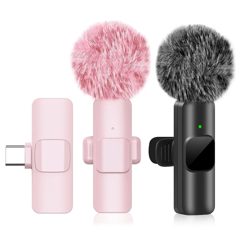 Micro-cravate sans fil rose K60, mini micro portable pour smartphone, idéal pour le streaming en direct et l'enregistrement vidéo 1