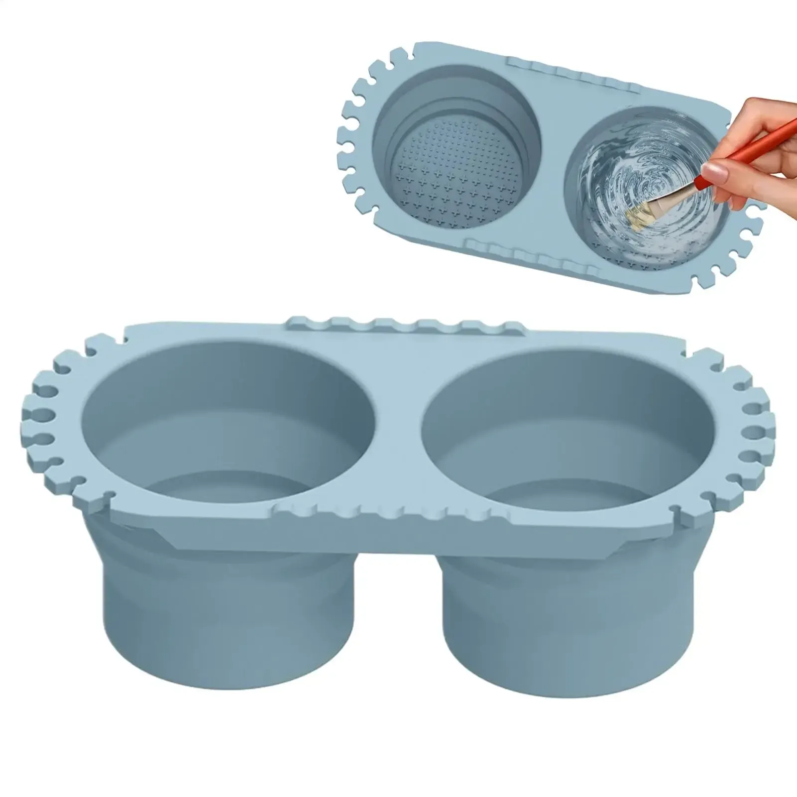 Seau de lavage de pinceaux 3 en 1 pliable en silicone pour l'art, les pigments en poudre et le mélange de couleurs 6