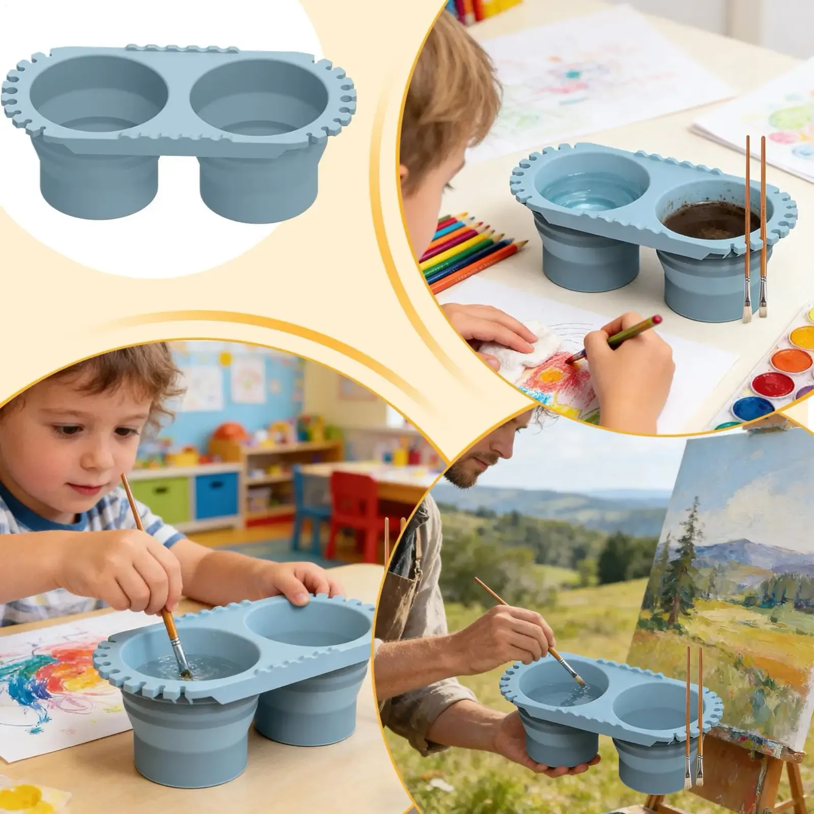 Gobelet nettoyant pour pinceaux, finition soignée