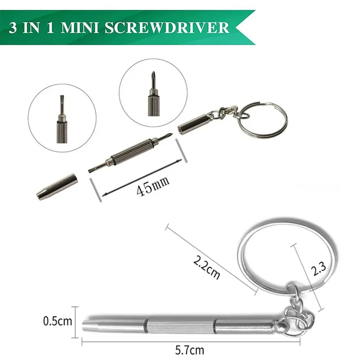 Mini tournevis 3 en 1 pour lunettes et montres, outil manuel pratique pour la maison, lot de 1, 2 ou 10 pièces 4