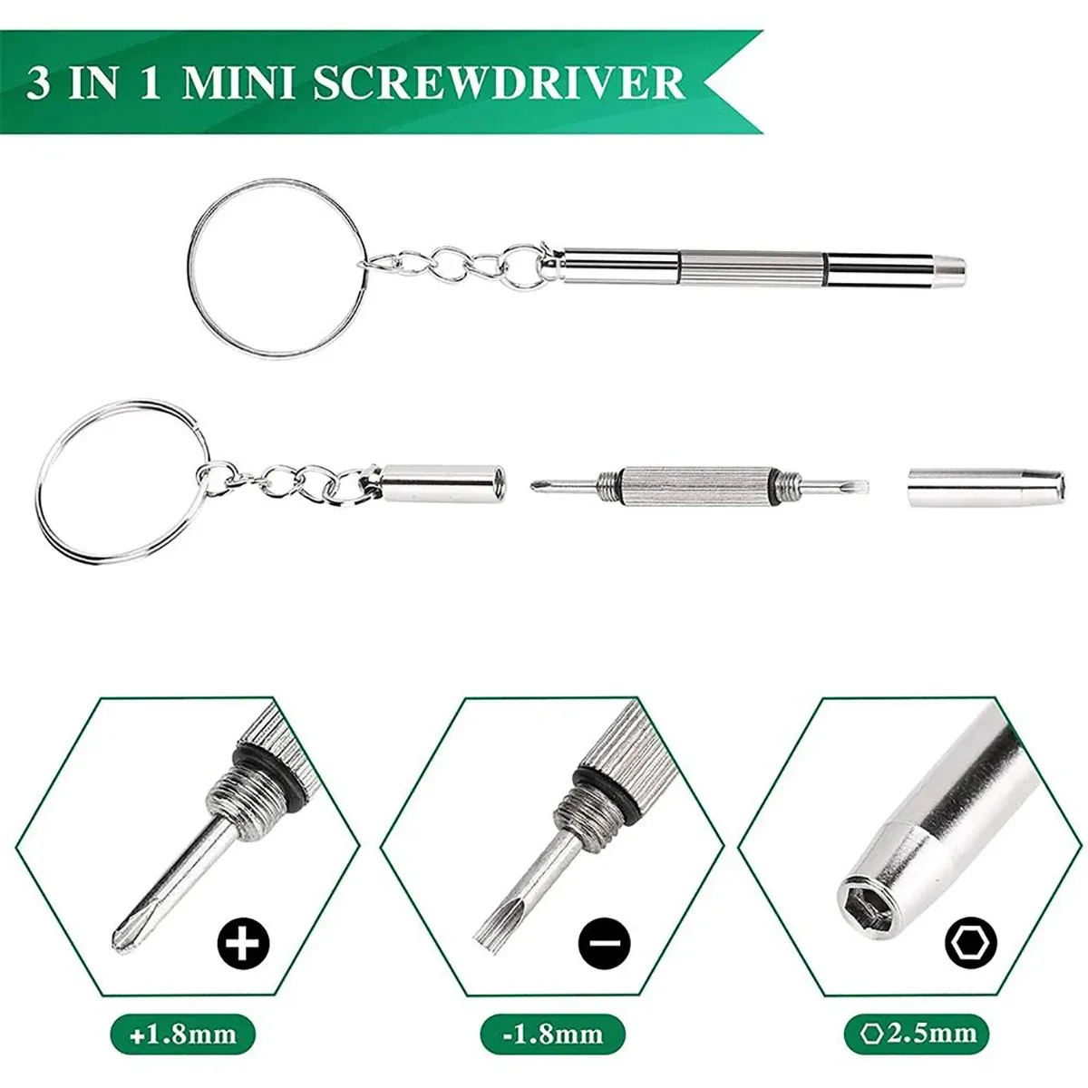 Détail des embouts du mini tournevis