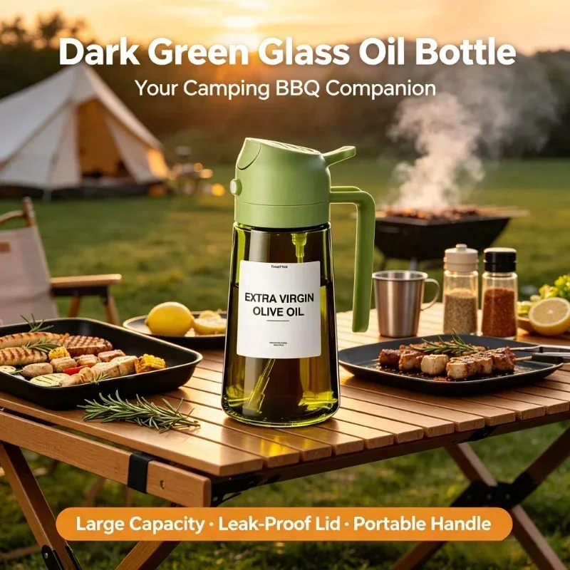 Distributeur d'huile d'olive 2 en 1 pour la cuisine, pulvérisateur et verseur, idéal pour le camping, le barbecue et la cuisine à la maison 3