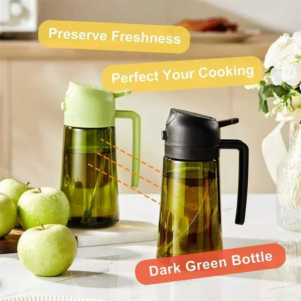 Distributeur d'huile d'olive 2 en 1 pour la cuisine, pulvérisateur et verseur, idéal pour le camping, le barbecue et la cuisine à la maison 2