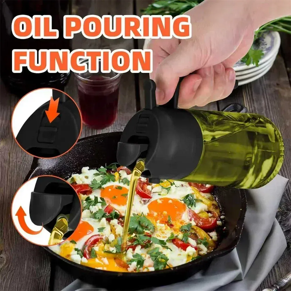 Distributeur d'huile d'olive 2 en 1 pour la cuisine, pulvérisateur et verseur, idéal pour le camping, le barbecue et la cuisine à la maison 6