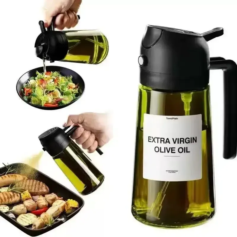 Distributeur d'huile d'olive 2 en 1 pour la cuisine, pulvérisateur et verseur, idéal pour le camping, le barbecue et la cuisine à la maison 7