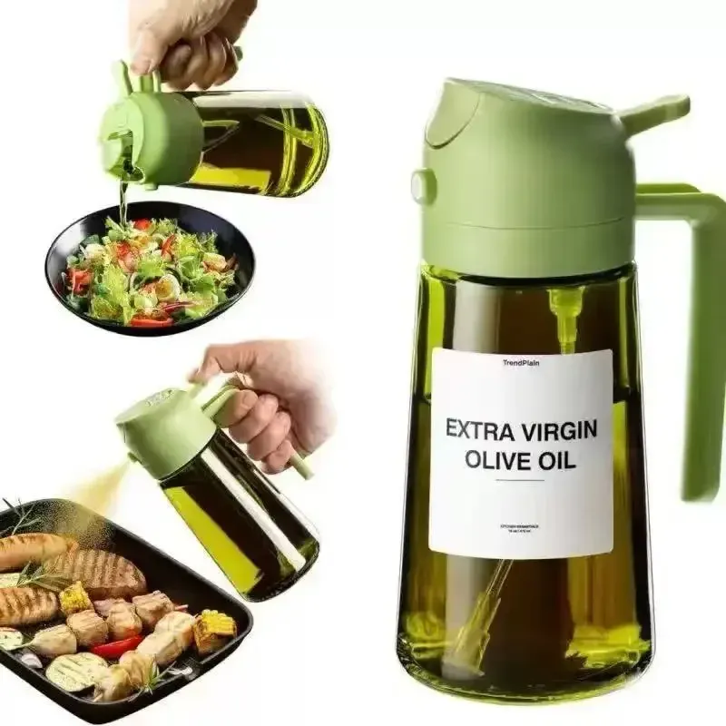 Distributeur d'huile d'olive 2 en 1 pour la cuisine, pulvérisateur et verseur, idéal pour le camping, le barbecue et la cuisine à la maison 8