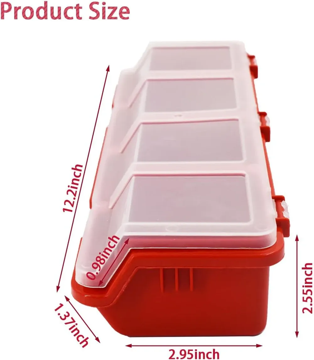 Boîte de rangement portable en plastique à 4 compartiments avec couvercle, pour vis, outils et petites pièces 6