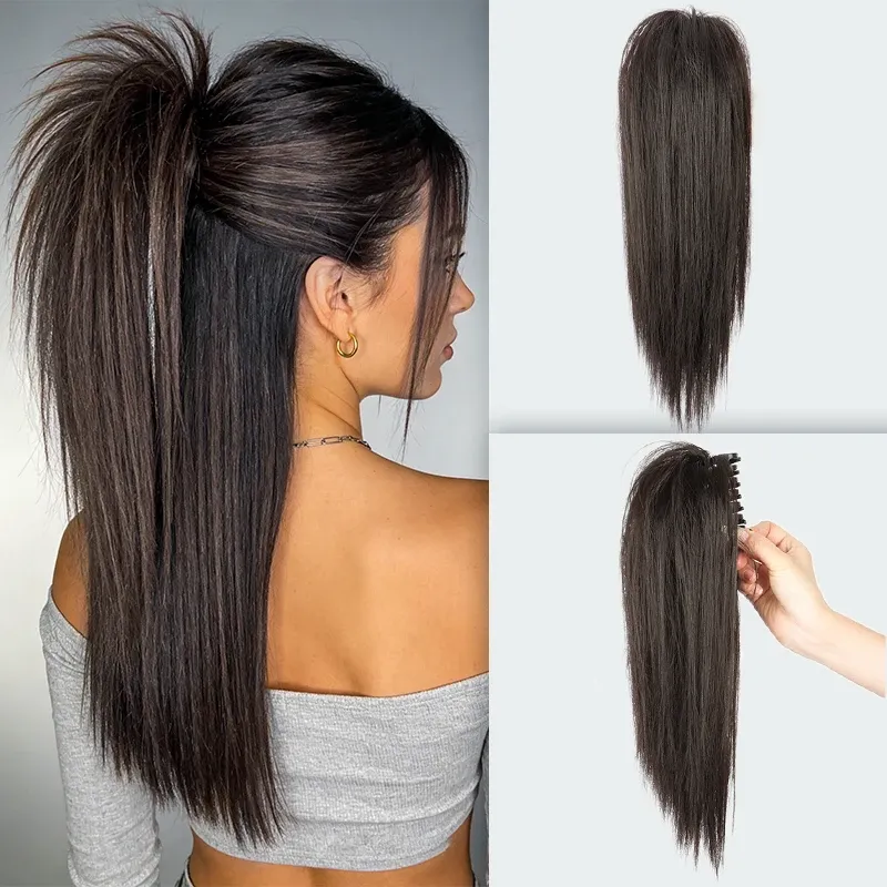 Ce passage est déjà en français, donc je le retraduis en version plus claire et professionnelle :

Extension de queue de cheval synthétique 14 pouces à pince, postiche douce en fibre résistante à la chaleur pour femme, coiffure du quotidien 14