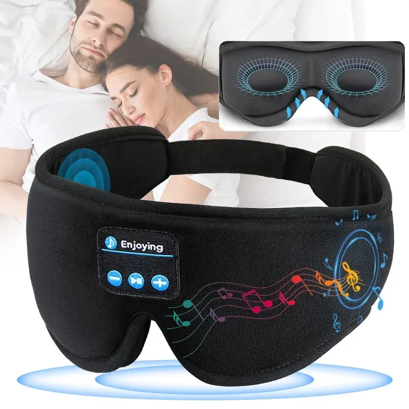 Masque pour les yeux 3D avec écouteurs de sommeil Bluetooth, haut-parleurs HD intégrés et fonction de lecture de musique - Image 1