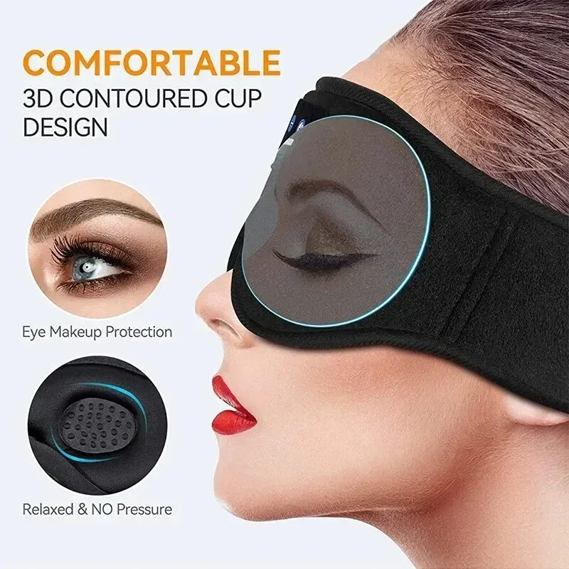 Masque pour les yeux 3D avec écouteurs de sommeil Bluetooth, haut-parleurs HD intégrés et fonction de lecture de musique 4