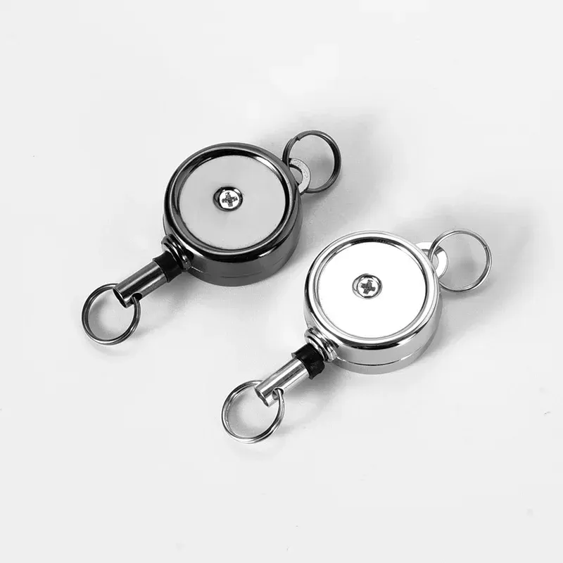 Porte-badge rétractable tout métal avec cordon en acier inoxydable 4 cm et clip, pour usage extérieur 2