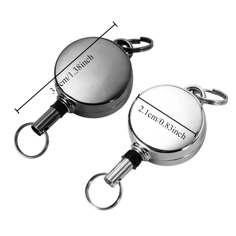 Porte-badge rétractable tout métal avec cordon en acier inoxydable 4 cm et clip, pour usage extérieur 5