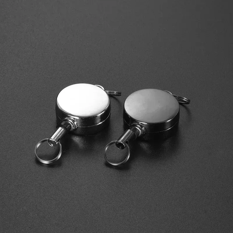 Porte-badge rétractable tout métal avec cordon en acier inoxydable 4 cm et clip, pour usage extérieur 7