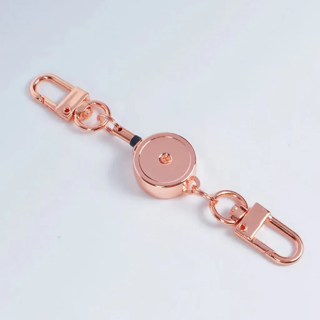 Porte-badge rétractable en métal antivol avec cordon élastique et boucle 4