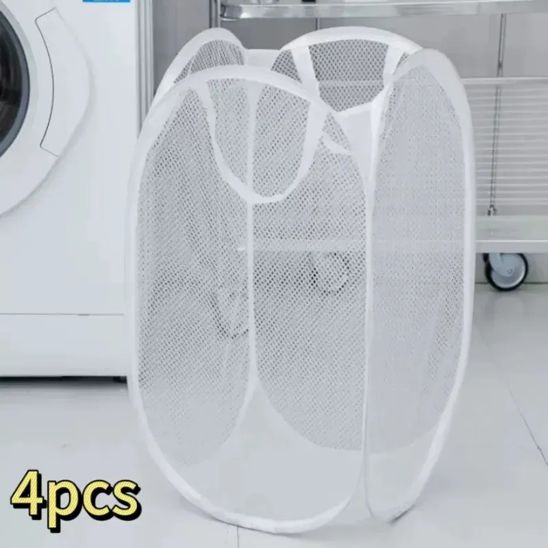Panier à linge pliant avec cadre de rangement, sac en maille pour salle de bain 12