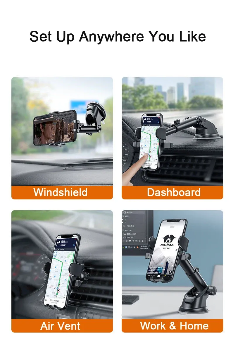 Support de téléphone pour voiture à ventouse, compatible iPhone 13, 12, 11 Pro, Xiaomi, Huawei et Samsung 5