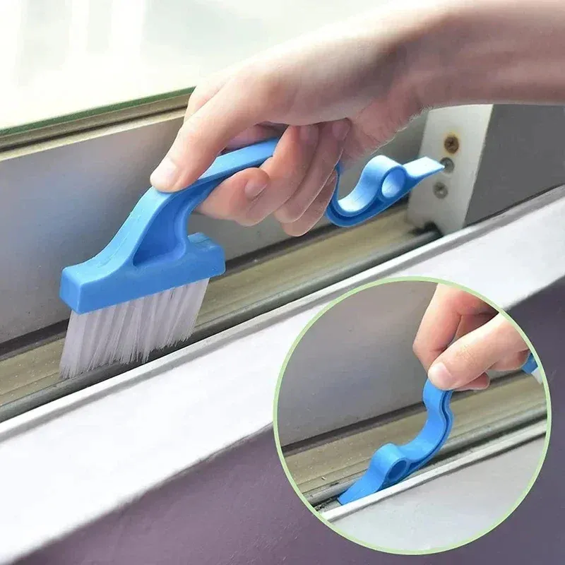 Brosse de nettoyage polyvalente 2 en 1 pour fentes de fenêtres et pelle plate, outil de nettoyage ménager pour cuisine, salle de bains et toilettes 2