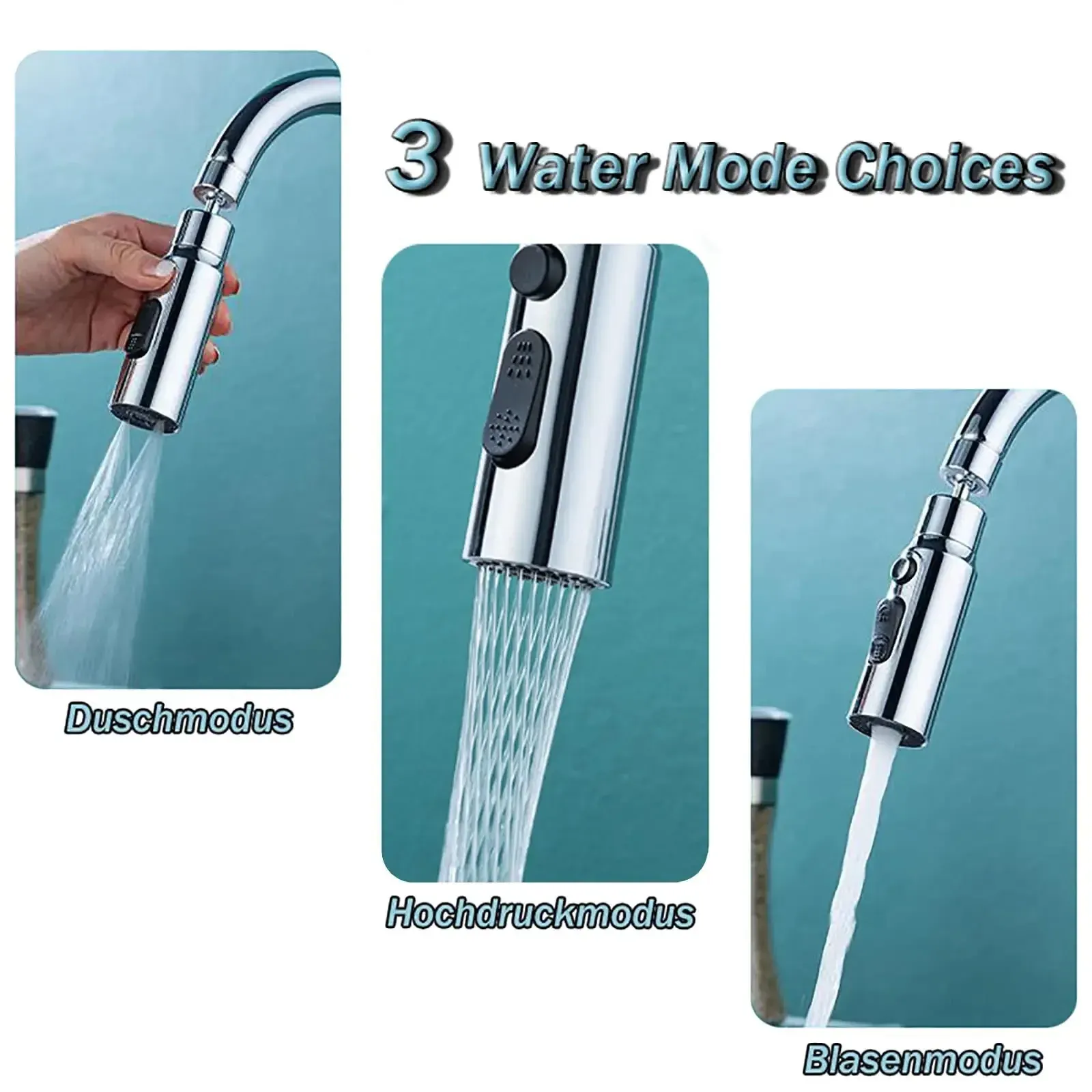 Robinet de cuisine aérateur 3 modes, pulvérisateur anti-éclaboussures pour cuisine et salle de bains, 1 pièce 3