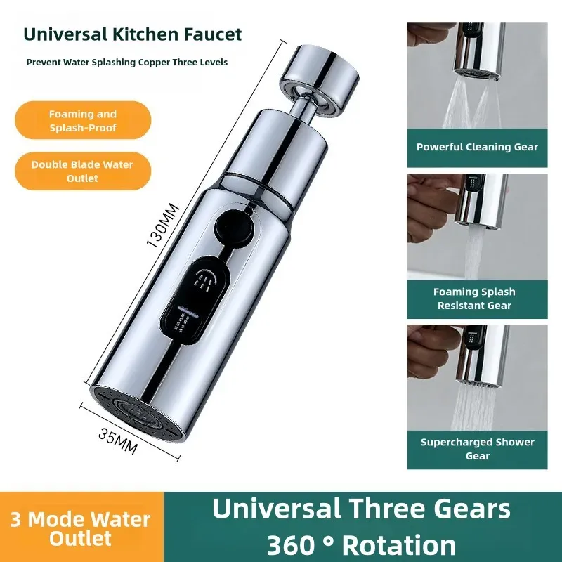 Robinet de cuisine aérateur 3 modes, pulvérisateur anti-éclaboussures pour cuisine et salle de bains, 1 pièce 2