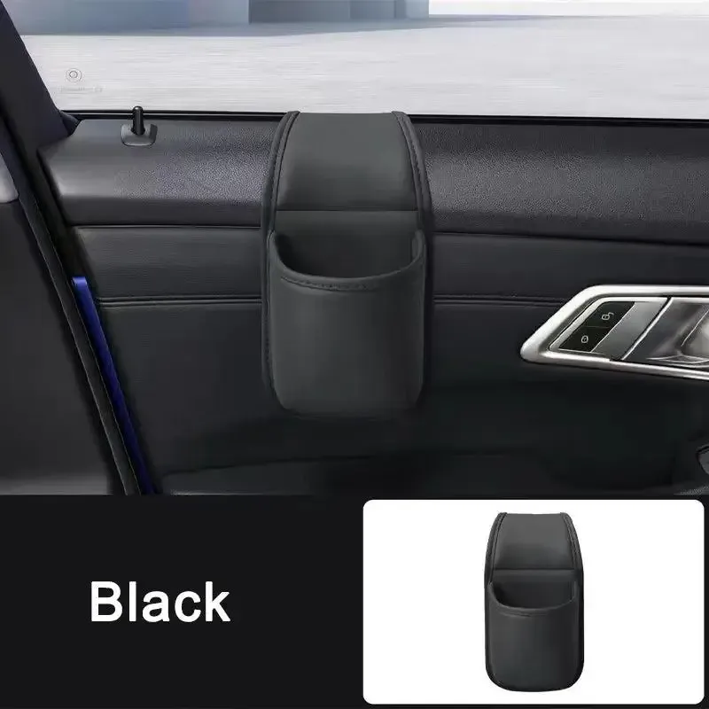 Organisateur de porte de voiture en cuir PU avec porte-gobelet suspendu et poche de rangement 5