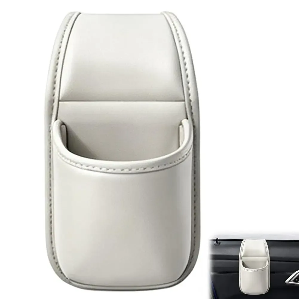 Organisateur de porte de voiture en cuir PU avec porte-gobelet suspendu et poche de rangement 10