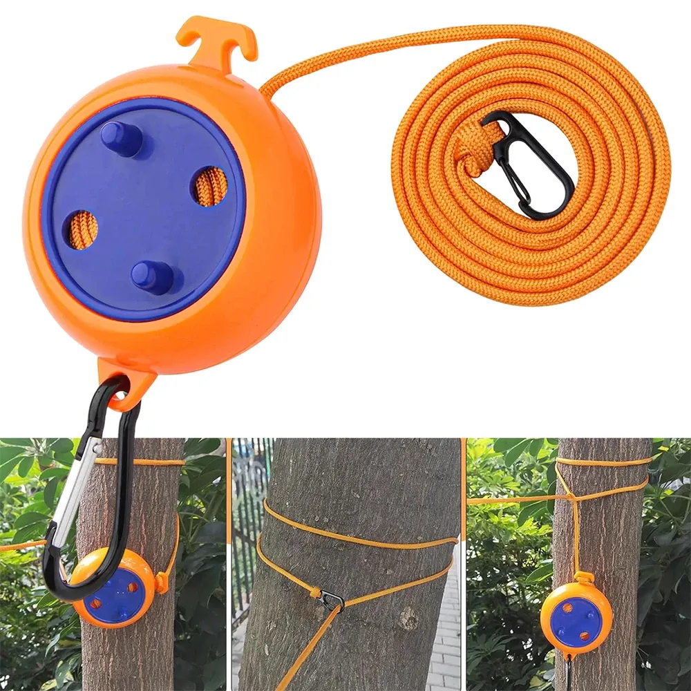 Corde à linge rétractable de 10 m pour extérieur, portable, pour voyage, camping, avec mousqueton - Image 1