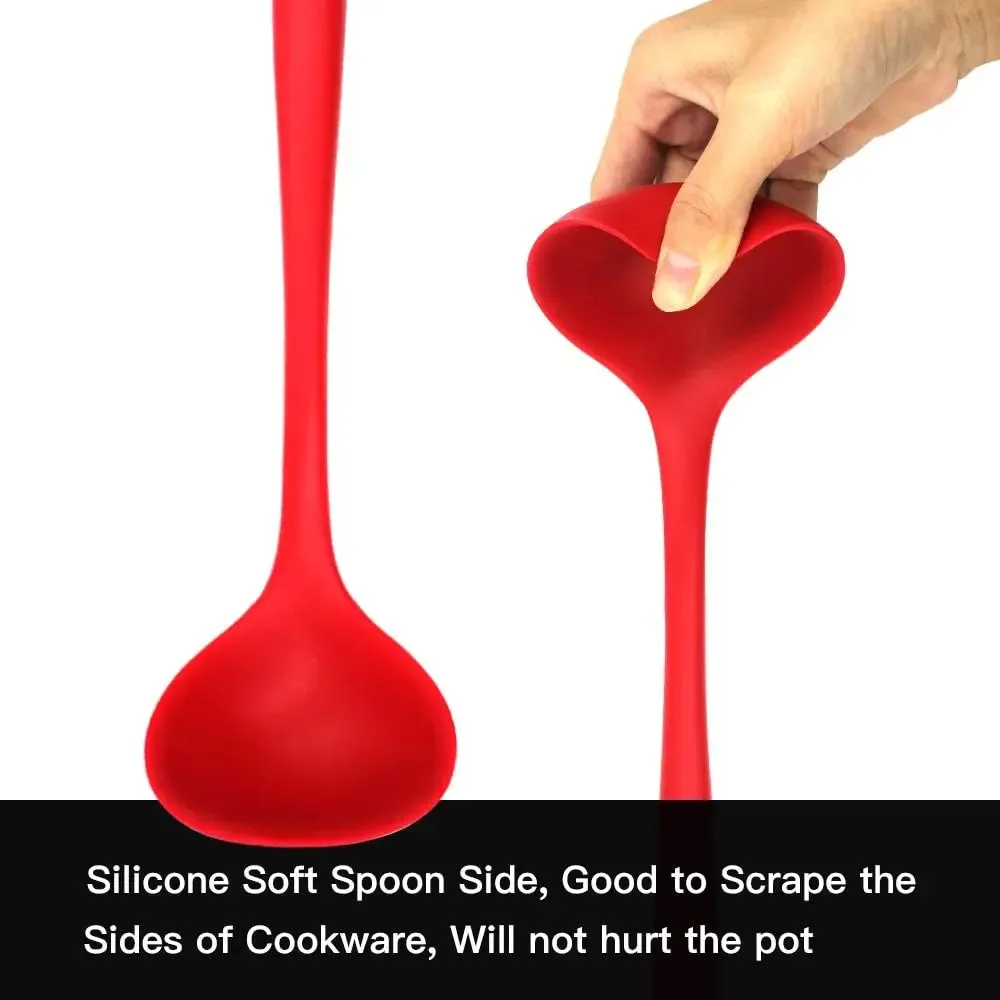 Louche en silicone antiadhésive résistante à la chaleur, grand modèle à long manche pour la cuisine 3